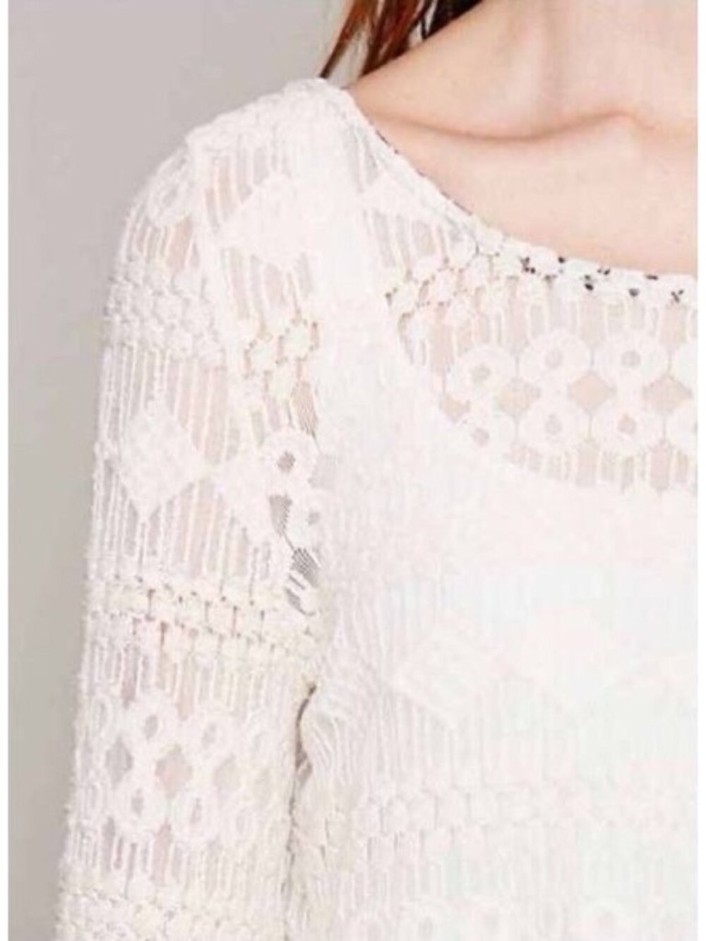 RARE Free People Embellished Bell Sleeve Lace Tunic Mini Dress S/M | Boho Indie - Picture 4 of 17